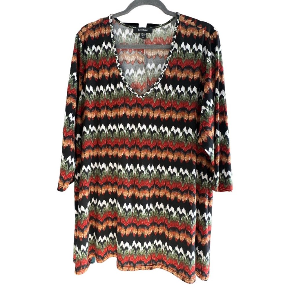 Karen Kane size 3X handkerchief hem v neck 3/4 sleeve tunic top no material tag